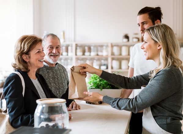 Customer shopping in an environmentally friendly store