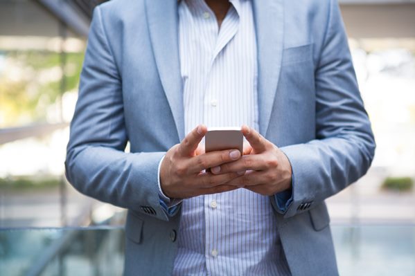 Customer using mobile banking app