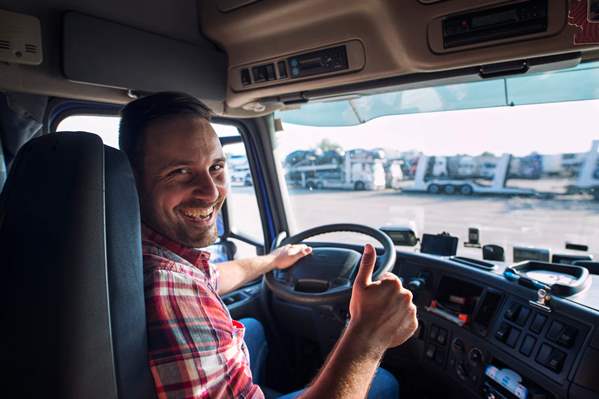 Truck driver in his cab